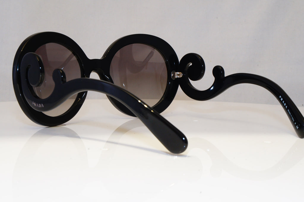 PRADA Womens Baroque Swirl Boxed Sunglasses Black Round NEW SPR 27N 1AB3M1 22064