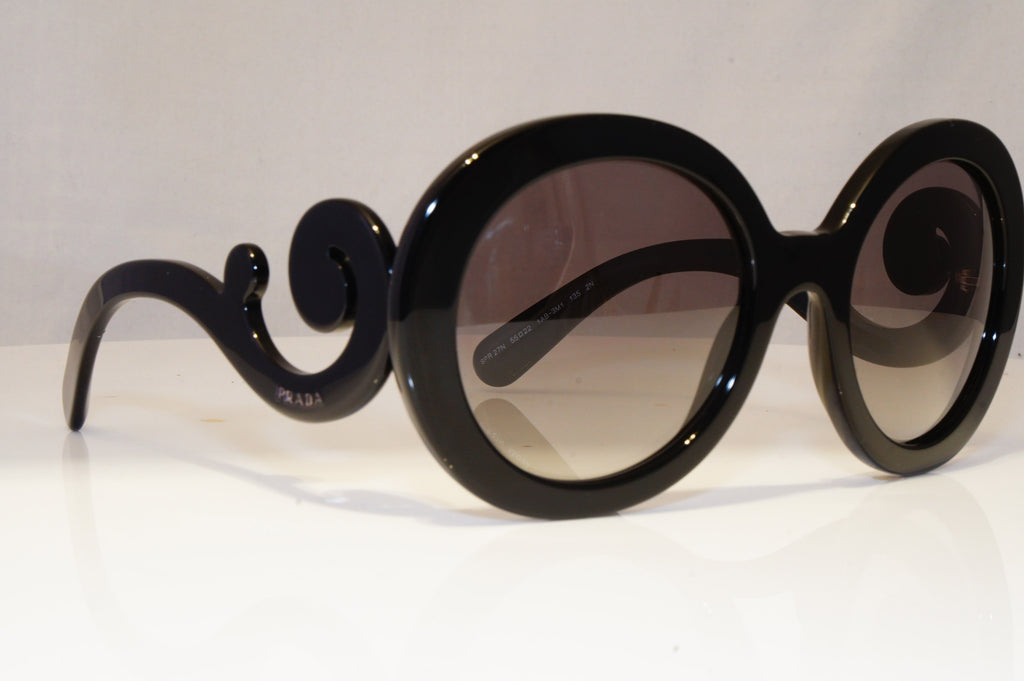 PRADA Womens Baroque Swirl Boxed Sunglasses Black Round NEW SPR 27N 1AB3M1 22064