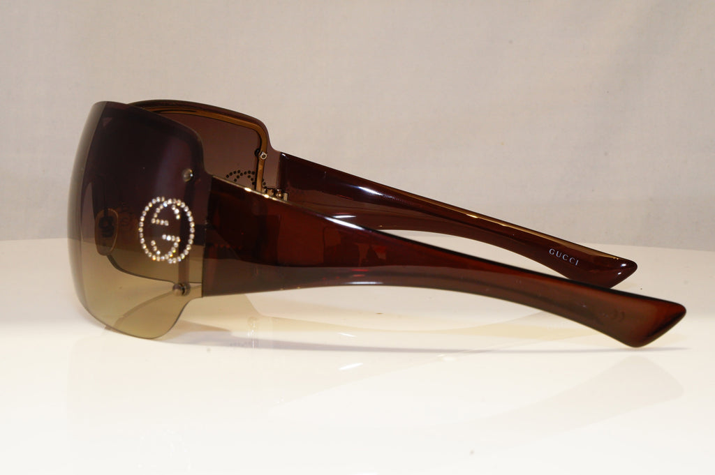 GUCCI Womens Diamante Oversized Sunglasses Brown Shield GG 1825 LEUMH 22117