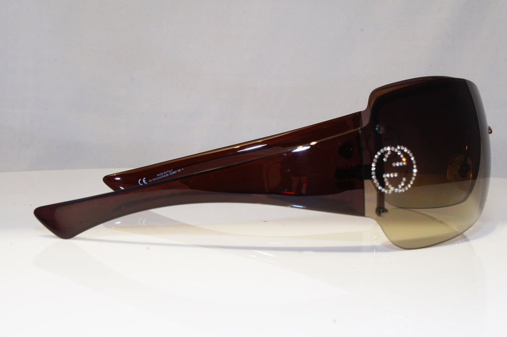 GUCCI Womens Diamante Oversized Sunglasses Brown Shield GG 1825 LEUMH 22117