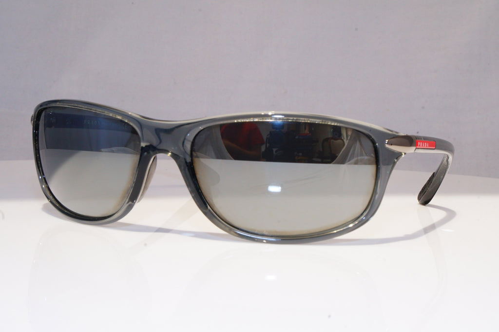 PRADA Mens Mirror Designer Sunglasses Grey Wrap SPS 05M BRU-7W1 18708