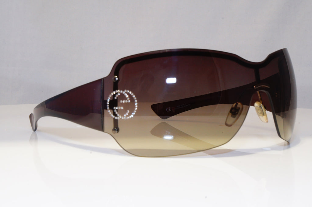 GUCCI Womens Diamante Oversized Sunglasses Brown Shield GG 1825 LEUMH 22117