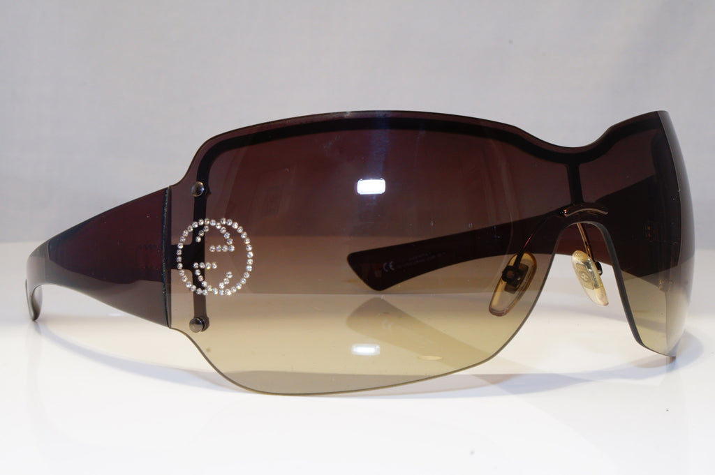 GUCCI Womens Diamante Oversized Sunglasses Brown Shield GG 1825 LEUMH 22117