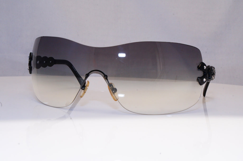 VERSACE Womens Diamante Designer Sunglasses Black Shield 2043-B 1009/8G 18709