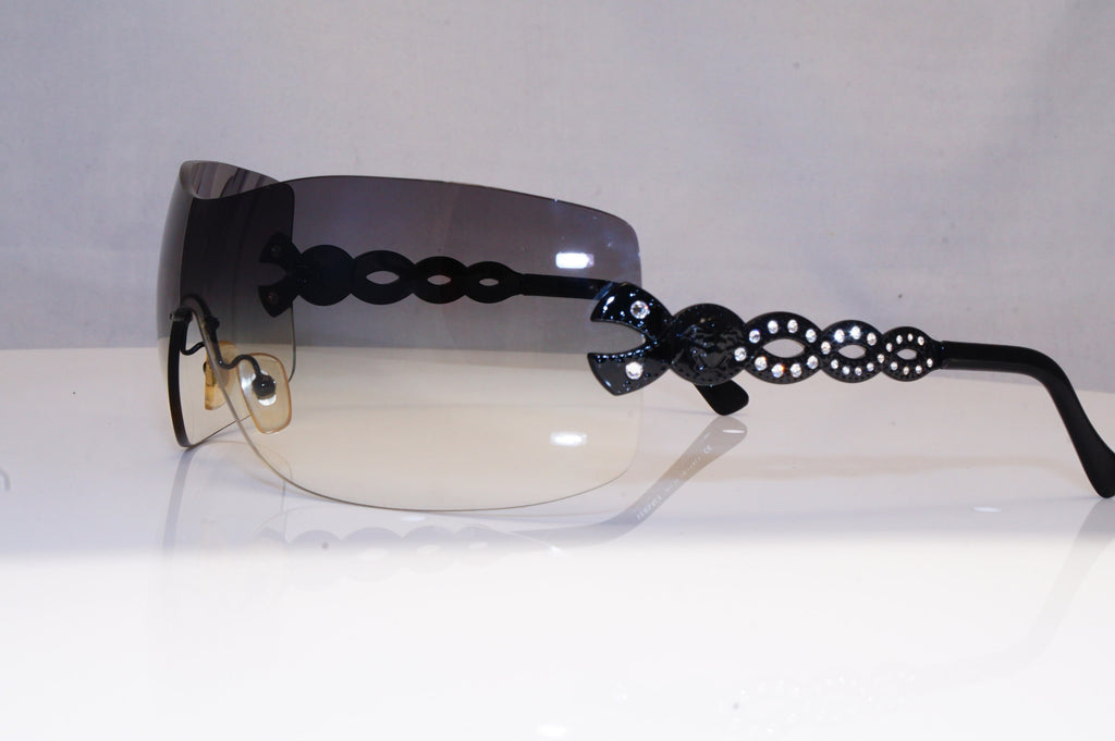 VERSACE Womens Diamante Designer Sunglasses Black Shield 2043-B 1009/8G 18709