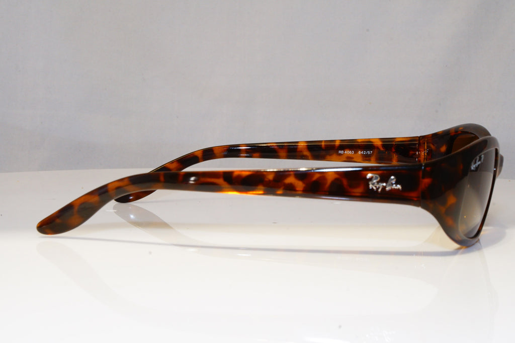 RAY-BAN Womens Polarized Vintage Sunglasses Brown Rectangle RB 4063 642/57 22101
