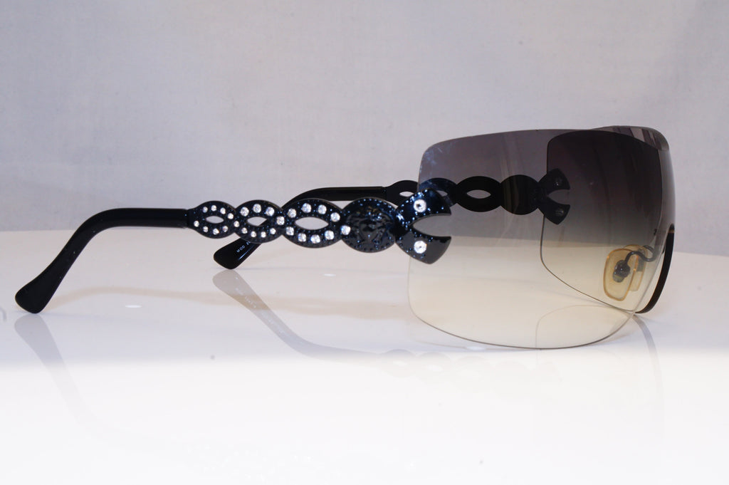 VERSACE Womens Diamante Designer Sunglasses Black Shield 2043-B 1009/8G 18709