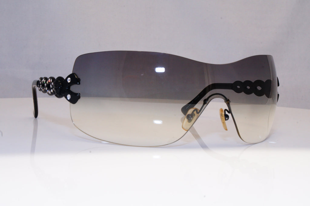 VERSACE Womens Diamante Designer Sunglasses Black Shield 2043-B 1009/8G 18709