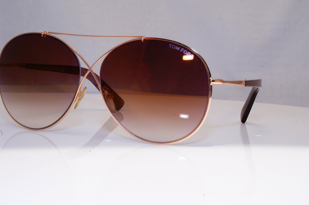 TOM FORD Womens Oversized Designer Sunglasses Gold Round Iva TF 394 28F 18697