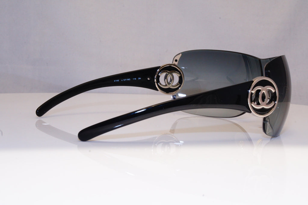 CHANEL Womens Boxed Designer Sunglasses Black Shield 4145 127/8G 18684