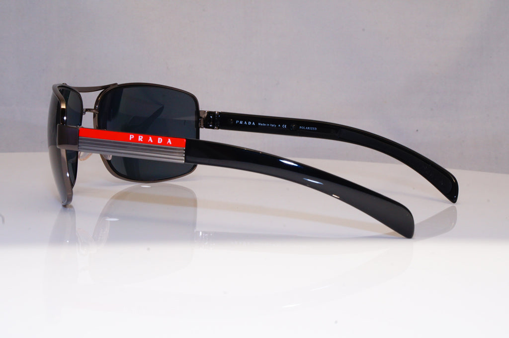 PRADA Mens Polarized Mirror Designer Sunglasses Black Wrap SPS 54L 5AV-5Z1 18693