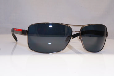 PRADA Mens Polarized Mirror Designer Sunglasses Black Wrap SPS 54L 5AV-5Z1 18693