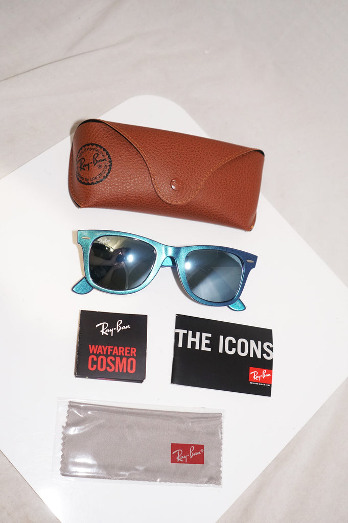 RAY-BAN Mens Designer Mirror Cosmic Sunglasses Mercury Wayfarer RB 2140 14992