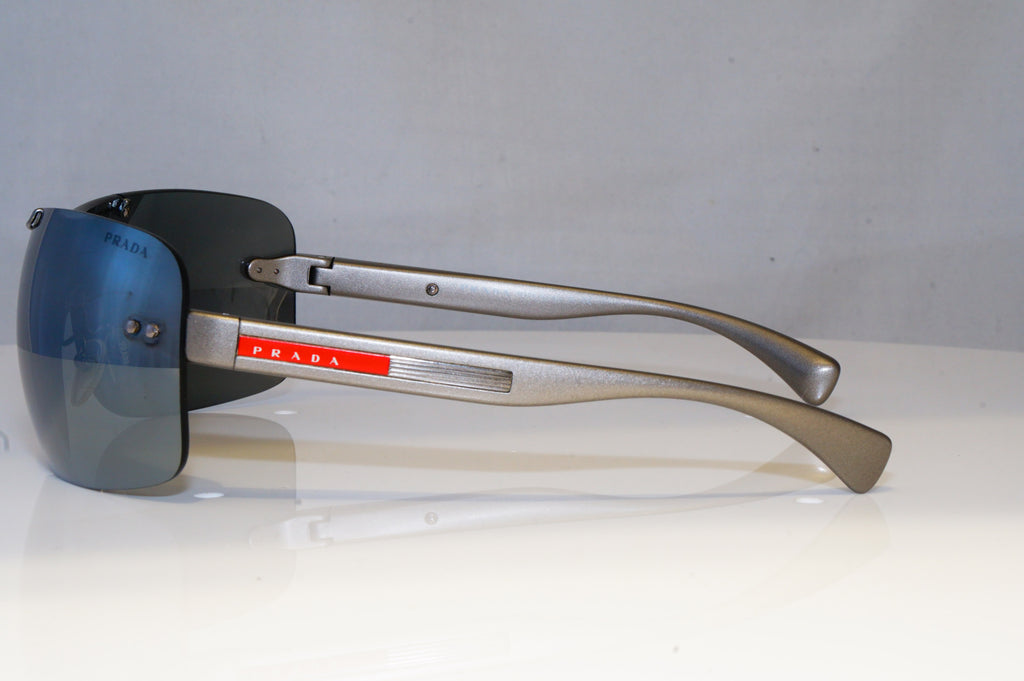 PRADA Mens Mirror Boxed Designer Sunglasses Silver Shield SPS 02M AAL-7W1 19496