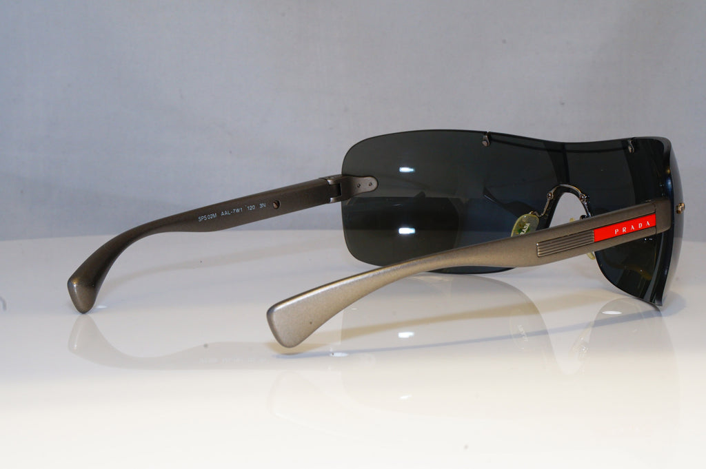 PRADA Mens Mirror Boxed Designer Sunglasses Silver Shield SPS 02M AAL-7W1 19496
