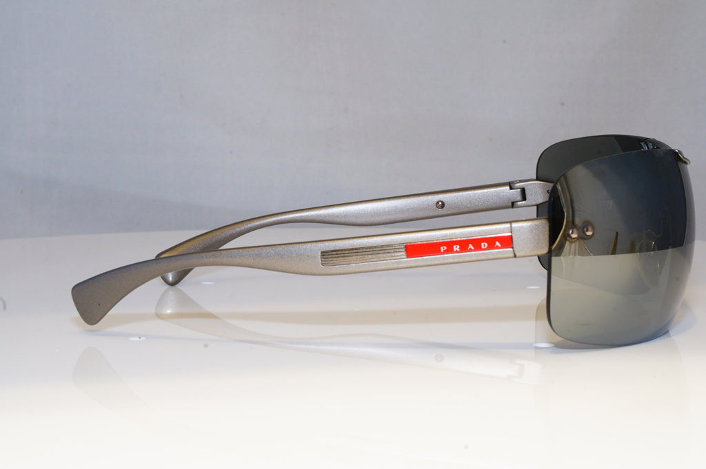 PRADA Mens Mirror Boxed Designer Sunglasses Silver Shield SPS 02M AAL-7W1 19496