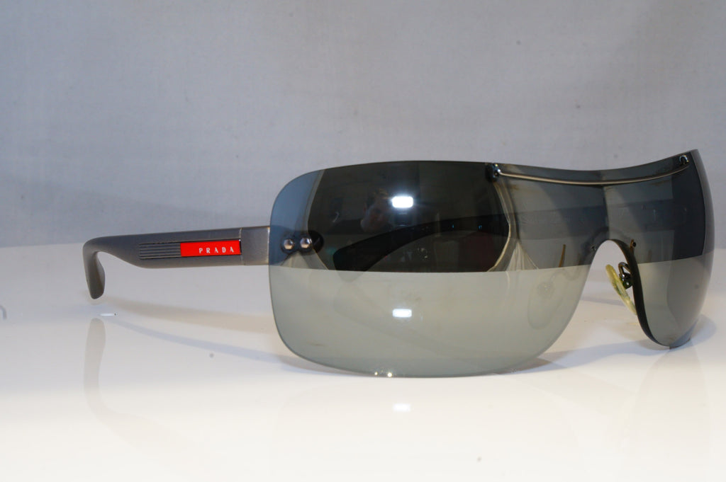 PRADA Mens Mirror Boxed Designer Sunglasses Silver Shield SPS 02M AAL-7W1 19496