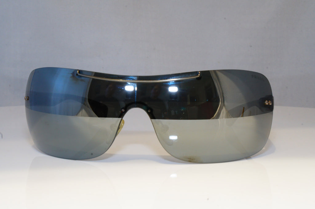 PRADA Mens Mirror Boxed Designer Sunglasses Silver Shield SPS 02M AAL-7W1 19496