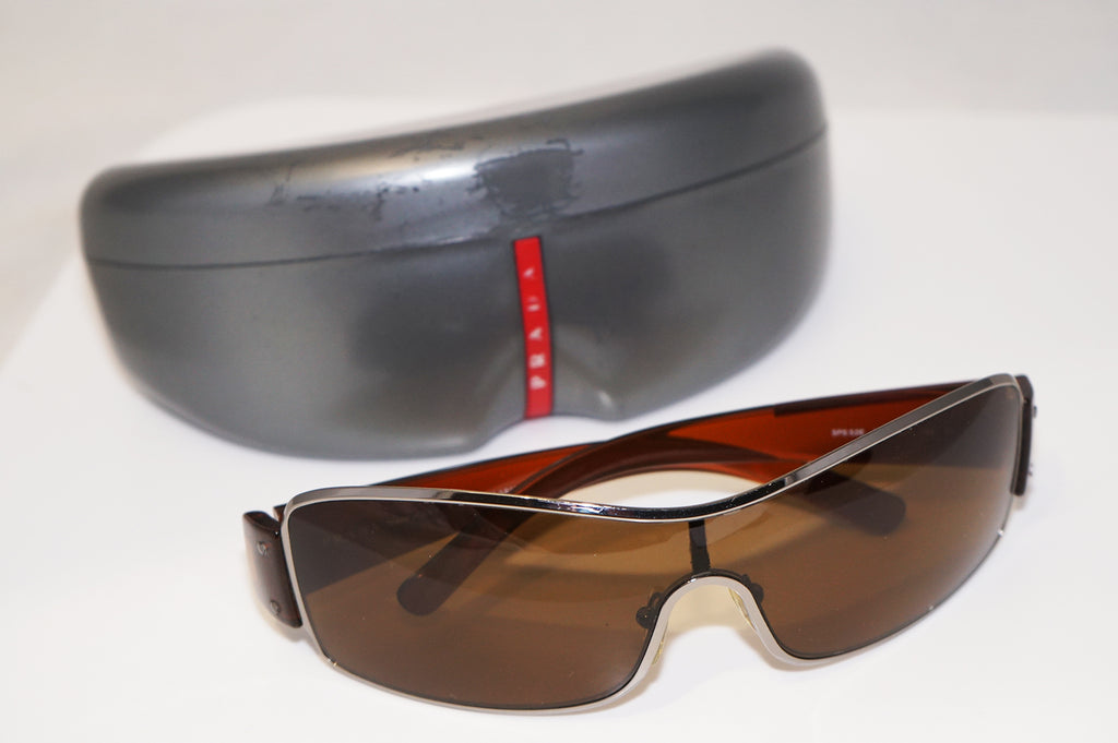 PRADA Mens Designer Polarized Sunglasses Brown Shield SPS 52E 5AV-5Y1 16104