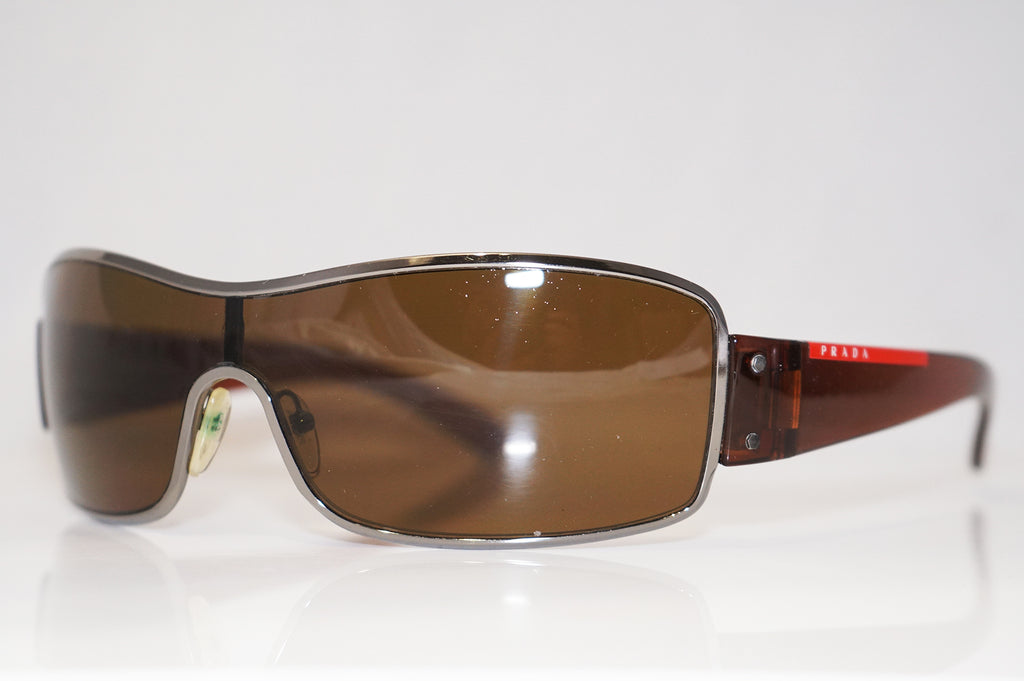 PRADA Mens Designer Polarized Sunglasses Brown Shield SPS 52E 5AV-5Y1 16104