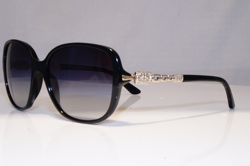 BVLGARI Womens Diamante Designer Sunglasses Black Square 8112 501/8G 21105