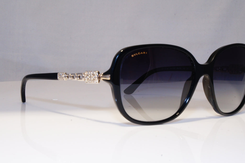 BVLGARI Womens Diamante Designer Sunglasses Black Square 8112 501/8G 21105