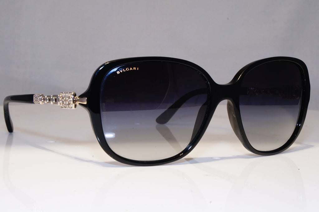 BVLGARI Womens Diamante Designer Sunglasses Black Square 8112 501/8G 21105
