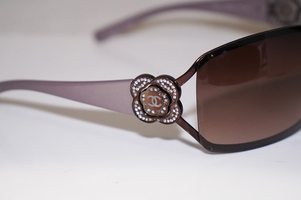 CHANEL Boxed Womens Designer Crystal Sunglasses Brown Shield 4164 C.296/13 14984