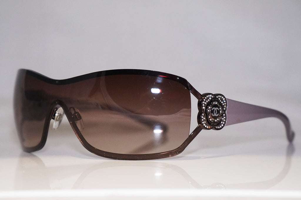 CHANEL Boxed Womens Designer Crystal Sunglasses Brown Shield 4164 C.296/13 14984