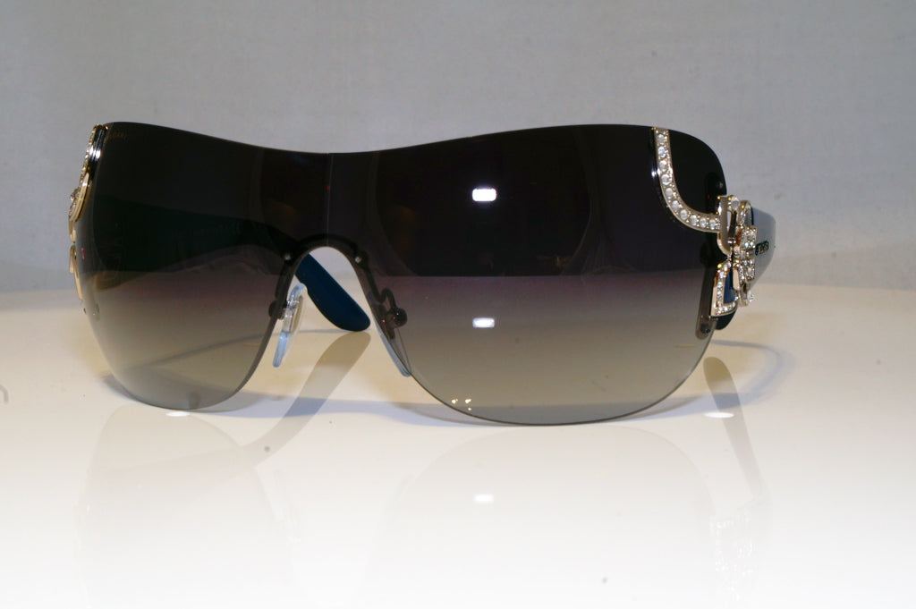 BVLGARI Womens Diamante Designer Sunglasses Blue Shield 6079-B 102/8G 17566
