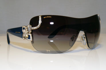 BVLGARI Womens Diamante Designer Sunglasses Blue Shield 6079-B 102/8G 17566