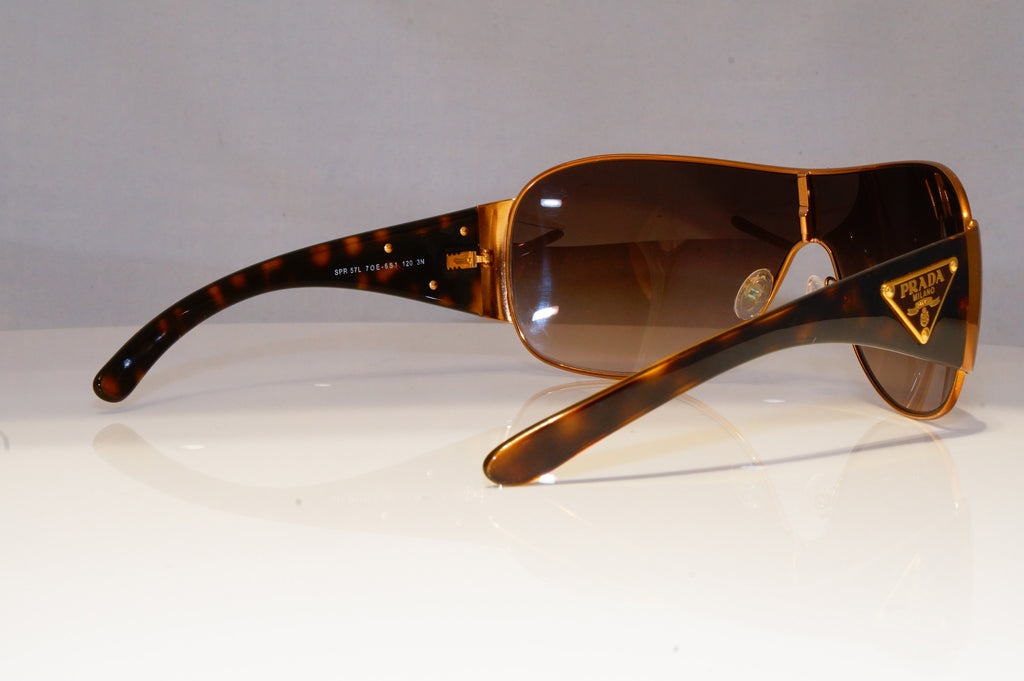 PRADA Mens Womens Unisex Designer Sunglasses Gold Shield SPR 57L 7OE-6S1 20813