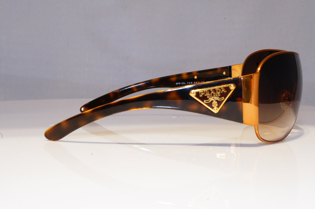 PRADA Mens Womens Unisex Designer Sunglasses Gold Shield SPR 57L 7OE-6S1 20813