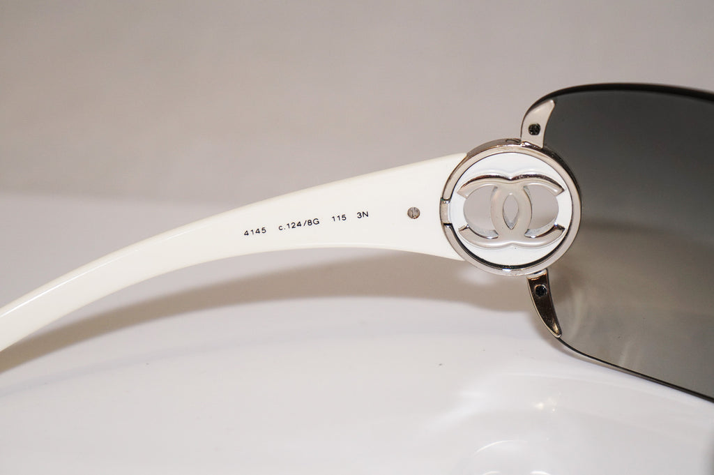 CHANEL Womens Designer Sunglasses White Shield 4145 C124 8G 15963