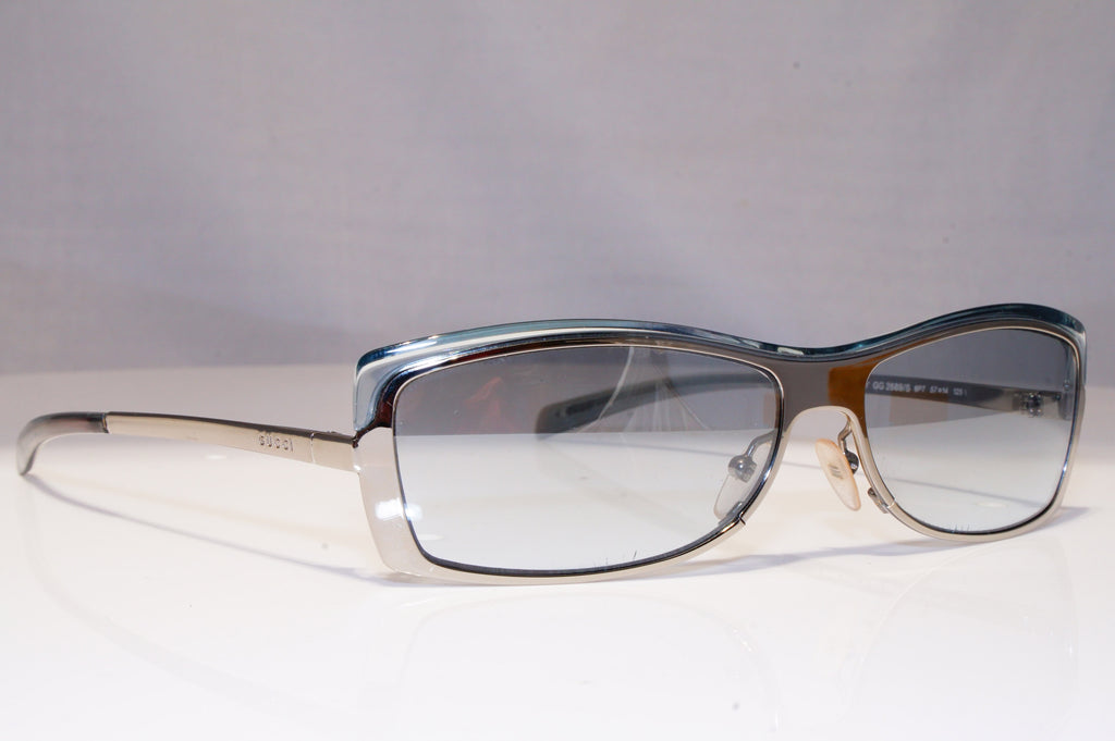 GUCCI Womens Vintage 1990 Designer Sunglasses Silver Rectangle GG 2689 6P7 21811