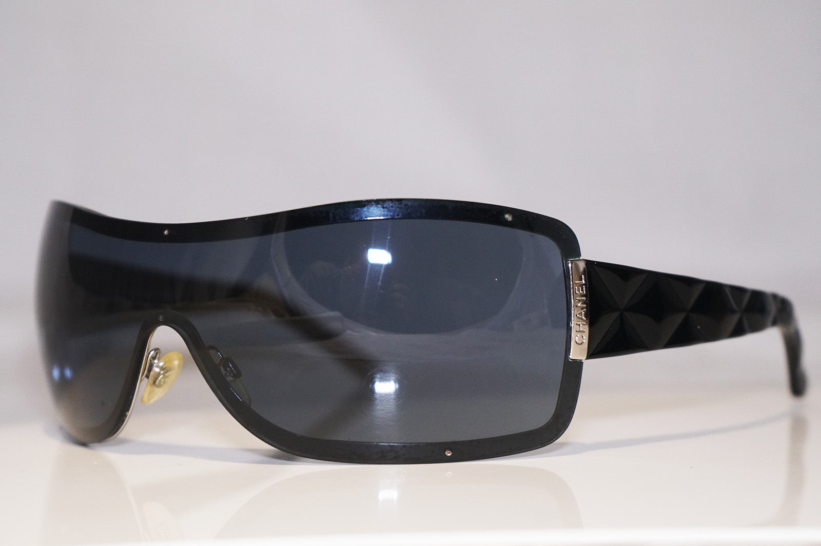 CHANEL Womens Designer Sunglasses Black Shield 4126 C.127/87 CHANEL Womens Designer Sunglasses Black Shield 4126 C.127/87