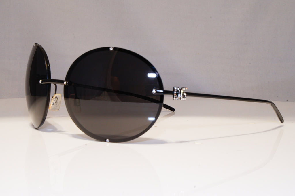 DOLCE & GABBANA Womens Diamante Designer Sunglasses Black Round DG 637S B5 21805