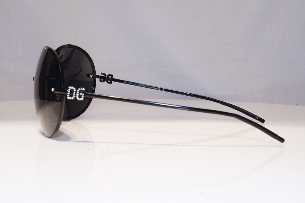 DOLCE & GABBANA Womens Diamante Designer Sunglasses Black Round DG 637S B5 21805