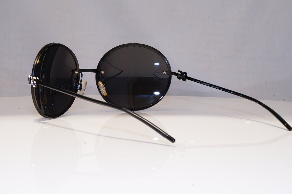 DOLCE & GABBANA Womens Diamante Designer Sunglasses Black Round DG 637S B5 21805