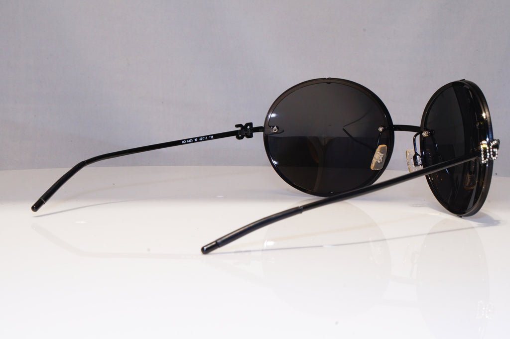 DOLCE & GABBANA Womens Diamante Designer Sunglasses Black Round DG 637S B5 21805