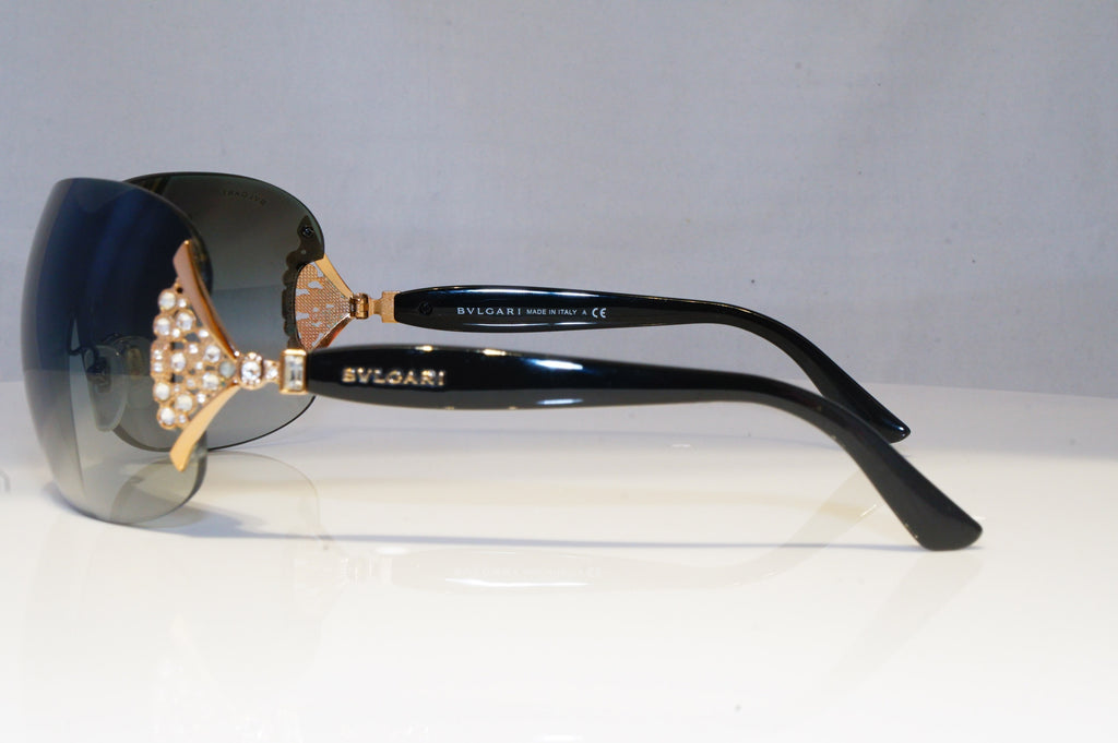 BVLGARI Womens Diamante Designer Sunglasses Black Shield 6061-B 376/8G 20770