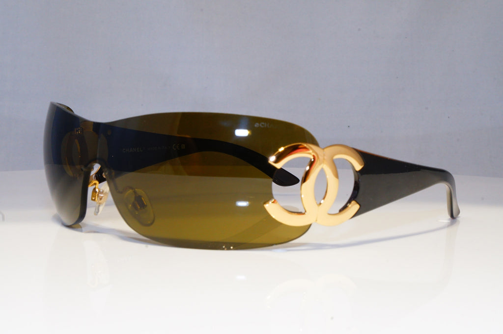 CHANEL Womens Oversized Designer Sunglasses Gold Shield BROWN CC 4125 125 20743