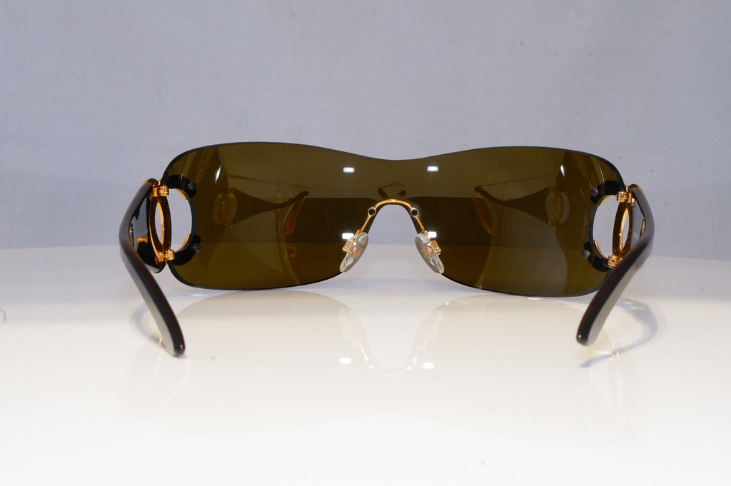 CHANEL Womens Oversized Designer Sunglasses Gold Shield BROWN CC 4125 125 20743
