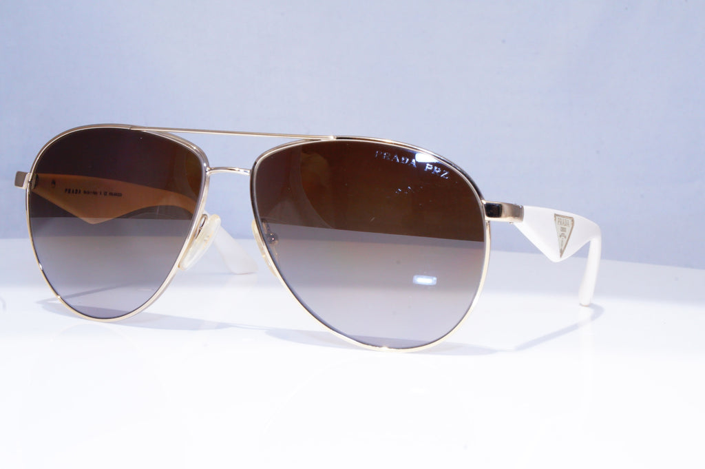 PRADA Mens Polarized Designer Sunglasses White Pilot SPR 53Q ZVN-6E1 18250