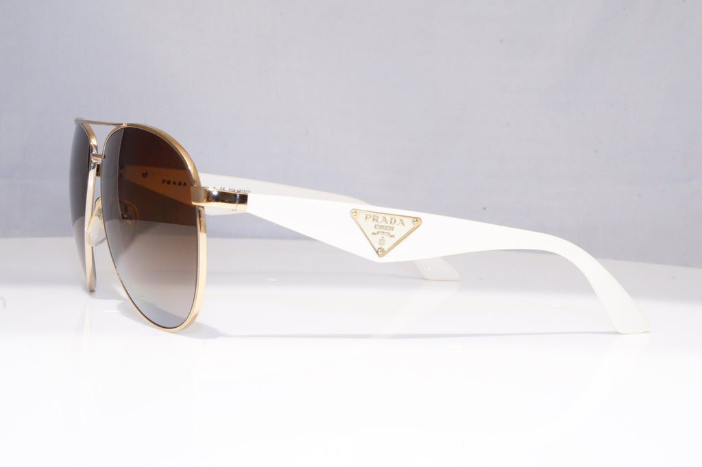 PRADA Mens Polarized Designer Sunglasses White Pilot SPR 53Q ZVN-6E1 18250