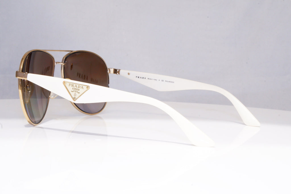 PRADA Mens Polarized Designer Sunglasses White Pilot SPR 53Q ZVN-6E1 18250