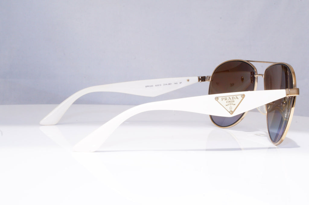 PRADA Mens Polarized Designer Sunglasses White Pilot SPR 53Q ZVN-6E1 18250