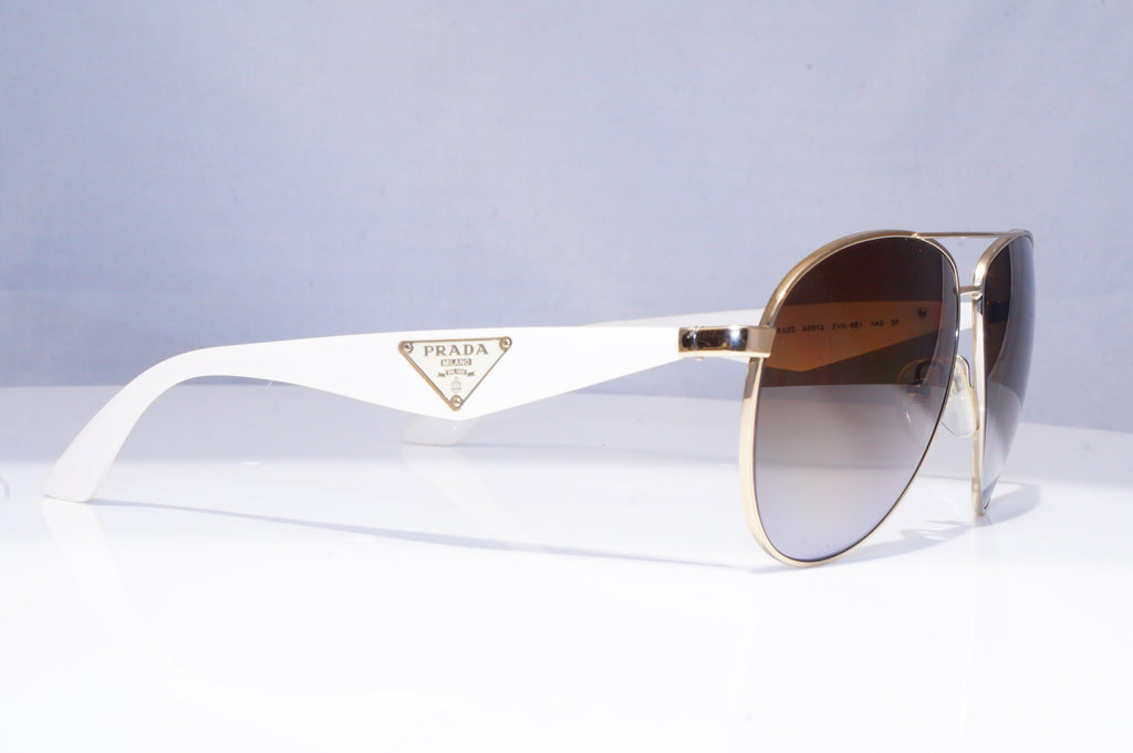PRADA Mens Polarized Designer Sunglasses White Pilot SPR 53Q ZVN-6E1 18250