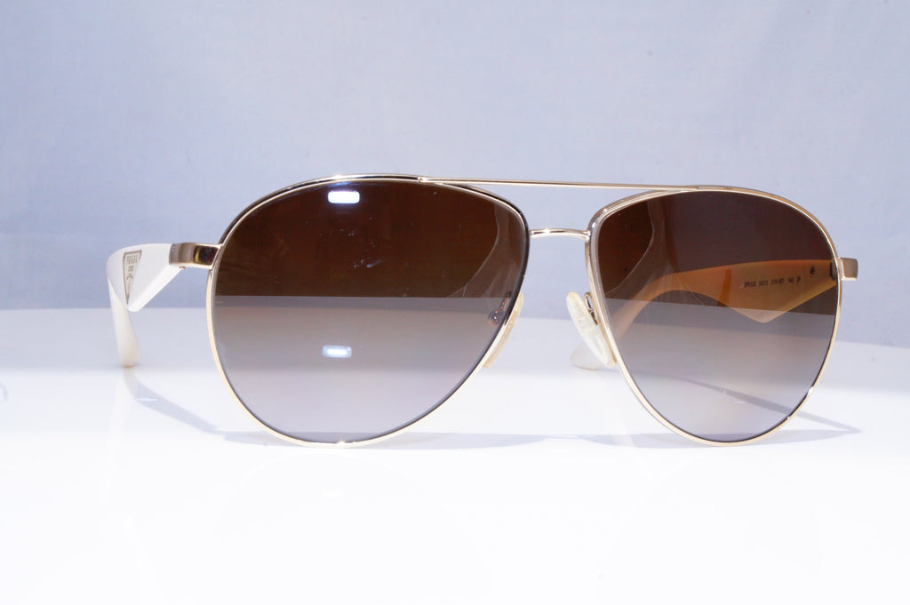 PRADA Mens Polarized Designer Sunglasses White Pilot SPR 53Q ZVN-6E1 18250