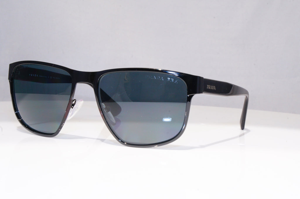 PRADA Mens Polarized Designer Sunglasses Black Square SPR 55S 7AX-5Z1 18214